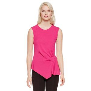 VINCE CAMUTO | Bright Pink Side Draped Pleat Asymmetrical Stretchy Top | Size XL